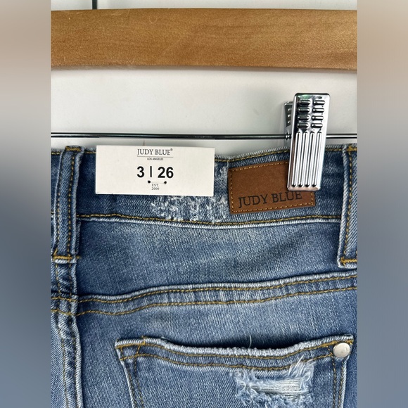 Judy Blue Jeans Skinny Fit Leopard Patches Detail 3/26 Destroyed Distressed NEW - Picture 5 of 9